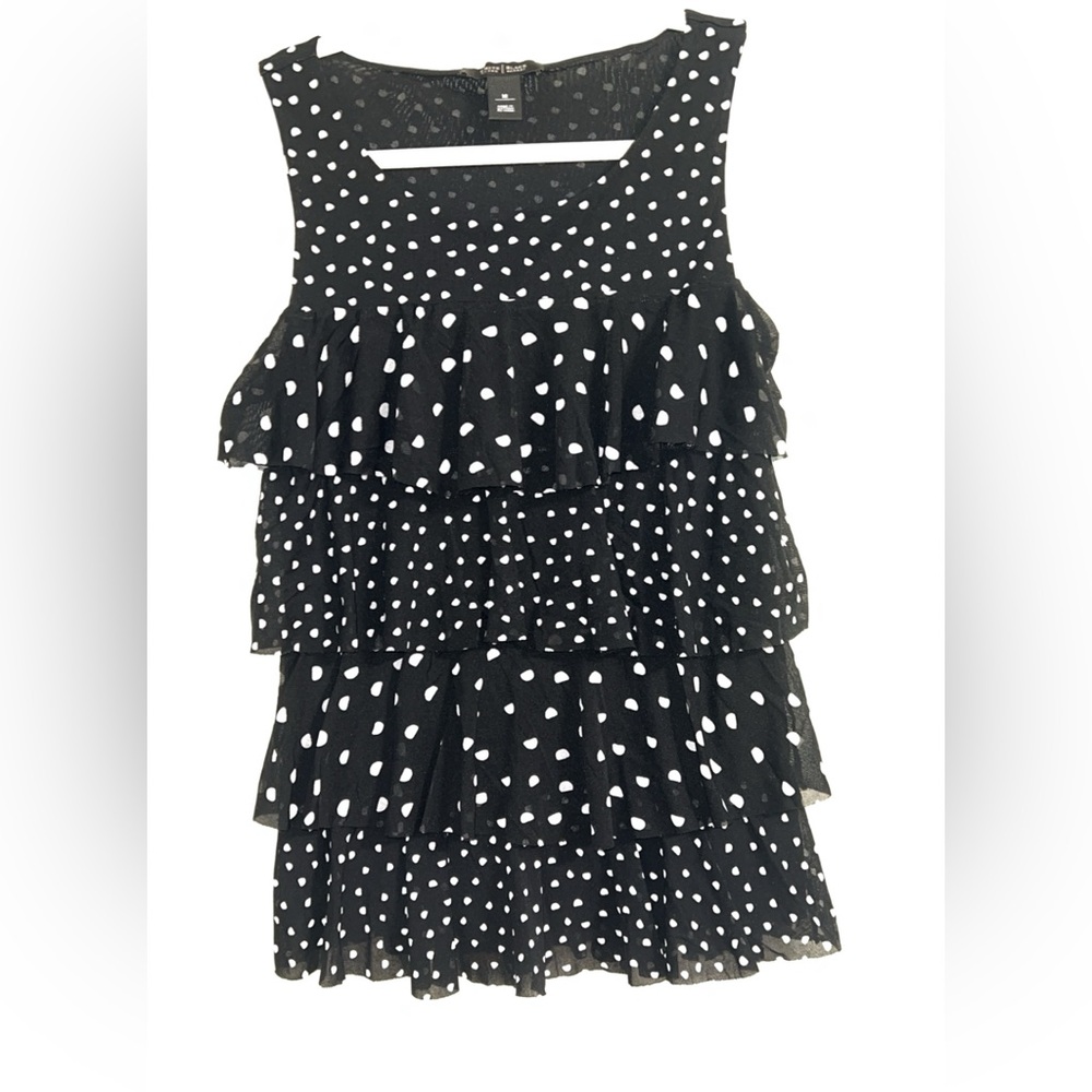 White House Black Market ruffled polka dot top
